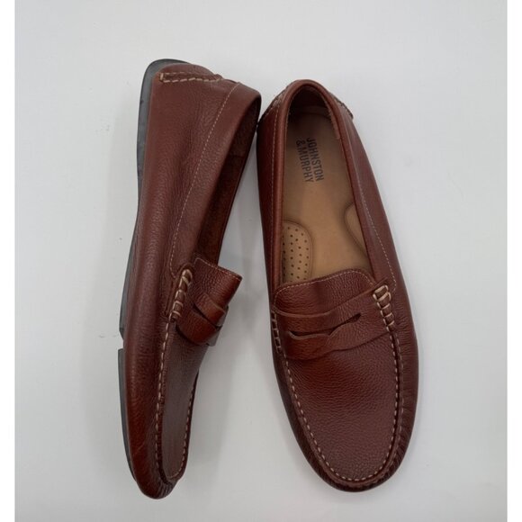 Johnston & Murphy Mens Driving Moccasin Leather Loafers With Rubber Soles Sz10 - Picture 2 of 10